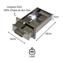 Gaveta Cinzeiro Lareira Chapa de Aço Inox Popular 46x32x6cm - 2