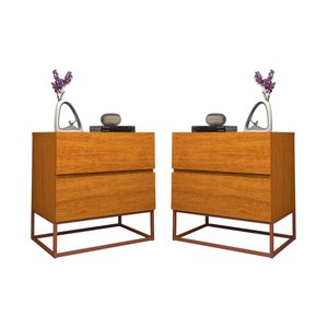 Kit 2 Mesa de Cabeceira Eros 45cm Naturale:cobre