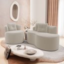 Ver imagem 2 de Kit Sofá e Poltrona Orgânica Living Bob com Almofadas Bouclê Bege - Abmaza