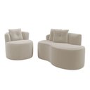 Ver imagem 1 de Kit Sofá e Poltrona Orgânica Living Bob com Almofadas Bouclê Bege - Abmaza