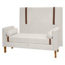 Ver imagem 1 de Kit Cabeceira e Calçadeira Baú para Cama Box Casal King Size 195cm Bouclê Bege Marfim