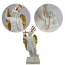 Ver imagem 3 de Arcanjo Miguel Monte Gargano em Resina Premium com Coroa de Metal 20 Cm