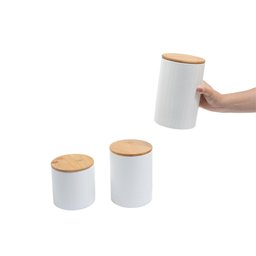 Kit 3 potes dolomita com tampa de bambu zig zag 900ml, 1,2l e 1,5l - Oikos - 5