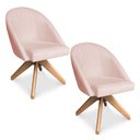 Ver imagem 1 de Kit 02 Poltronas Cadeira Giratória Bela Suede Rosa Bebê Base de Madeira - Pallazio