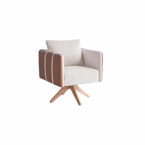 Poltrona Giratória Safira- de Casa Décor Estofados. Cor:creme:creme