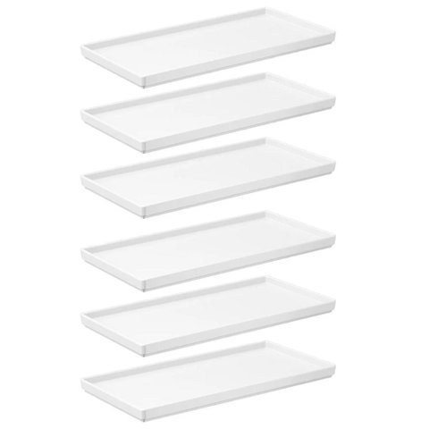Kit 6 Pratos 27x13cm Brancos Bandejas Decorativas Uno Coza Plásticas Servir Petiscos