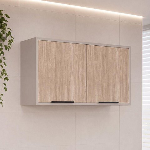 Armário Aéreo Stylo 60cm 2 Portas MDP Giratória Cinammon Cumaru Luciane Móveis