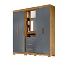 Ver imagem 1 de Guarda Roupa Eldorado 195cm 5 Portas Freijó Cinza com Espelho Moval