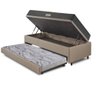 Bicama Box Baú Solteiro 88x188x42 Courino Linho Bege com Colchão de Espuma Dual Firme Ecoflex - 4