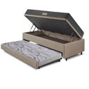Ver imagem 4 de Bicama Box Baú Solteiro 88x188x42 Courino Linho Bege com Colchão de Espuma Dual Firme Ecoflex