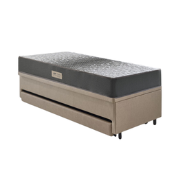 Bicama Box Baú Solteiro 88x188x42 Courino Linho Bege com Colchão de Espuma Dual Firme Ecoflex - 9