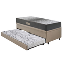 Ver mais imagens de Bicama Box Baú Solteiro 88x188x42 Courino Linho Bege com Colchão de Espuma Dual Firme Ecoflex