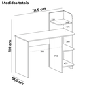 Ver imagem 3 de Mesa Escrivaninha 3 Prateleiras 111 Cm Carvalho Branco Arly