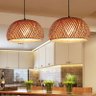 Pendente Luminária Chinês mão-tecido de bambu natural pingente iluminação rattan lâmpada lustre de b - 1