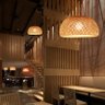 Pendente Luminária Chinês mão-tecido de bambu natural pingente iluminação rattan lâmpada lustre de b - 4