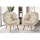 Ver imagem 1 de Kit de 2 Poltronas Sênior Suede Premium C/ Pés em Madeira:bege