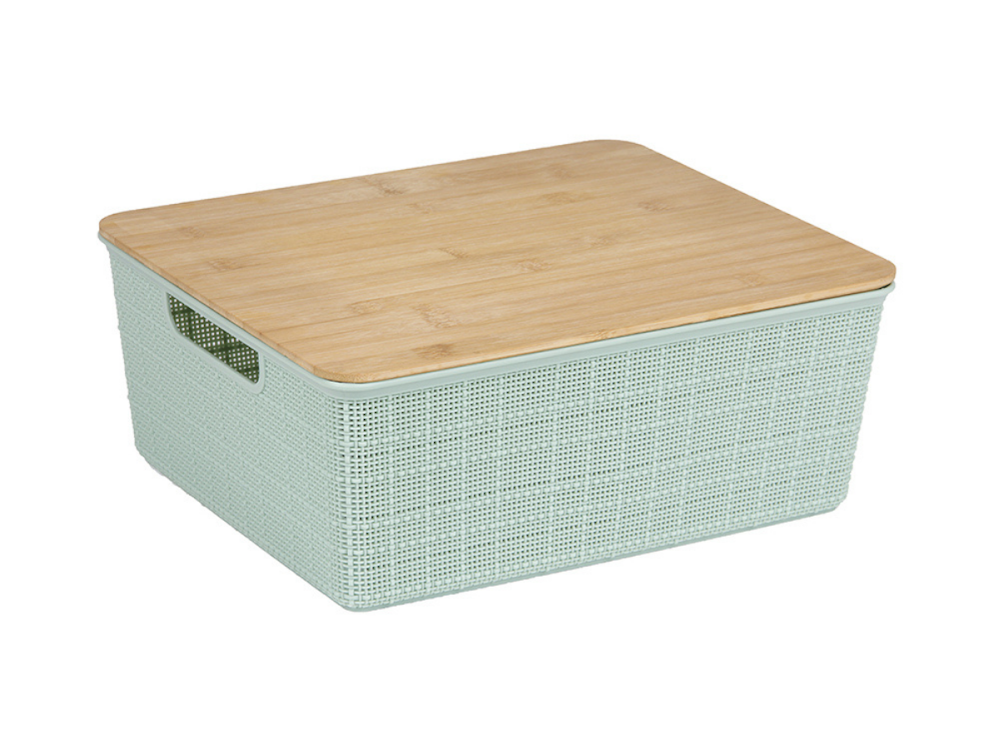 CAIXA ORGANIZADORA COM TAMPA DE BAMBU - 12L - 1