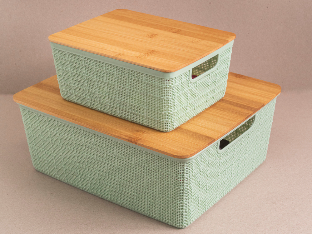 CAIXA ORGANIZADORA COM TAMPA DE BAMBU - 12L - 3