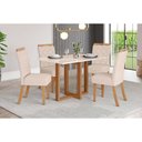 Ver imagem 1 de Conjunto Mesa Sala Jantar Natalí com Tampo Madeirado com Vidro Reto 120x80cm e 4 Cadeiras Bella