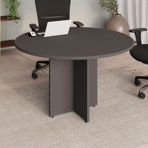 Mesa Corporativa Circular 120 cm X 120 cm Pés Painel com Regulagem de Altura para 4 a 6 Pessoas F5