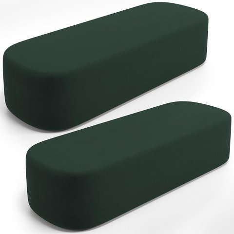 Kit 02 Puffs Decorativos Orgânicos para Living Quarto 195cm Doha W01 Suede Verde Musgo - Lyam Decor