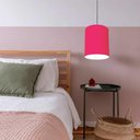 Ver imagem 2 de Lustre Pendente Cilíndrico Md-4012 Cúpula em Tecido 18x25cm Rosa Pink - Bivolt