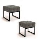 Ver imagem 2 de Puff Sala Decorativo Industrial Kit 2 Elisa Suede Grafite D03 - D’Rossi