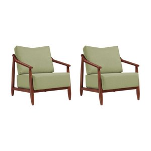 Kit 2 Poltronas Decorativa Vita Estofada Boucle Verde Oliva - Imbuia