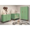 Kit Comoda Sapateira e Guarda Roupa Isis Pés Retrô 4 Portas 2 Gavetas Infantil Botanico Fosco Reller - 2