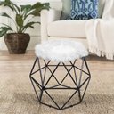 Ver imagem 2 de Puff Aramado Hexágono Pelucia Branco Base Preto - D’Rossi