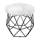 Ver imagem 3 de Puff Aramado Hexágono Pelucia Branco Base Preto - D’Rossi