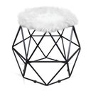 Ver imagem 1 de Puff Aramado Hexágono Pelucia Branco Base Preto - D’Rossi