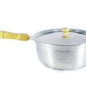 Caçarola Panela de Alumínio Polido Cabo de Madeira 20cm