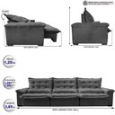 Ver imagem 2 de Sofá Retrátil e Reclinável 3,85m Cama inBox Big Fresh com SoftGel D40 Velupluma Cinza