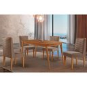 Ver imagem 2 de Sala Jantar Mesa Havana Tampo Curvo 120cm+4 Cadeiras Dafne Madeira Naturale - Capuccino/suede
