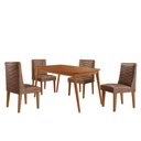 Ver imagem 1 de Sala Jantar Mesa Havana Tampo Curvo 120cm+4 Cadeiras Dafne Madeira Naturale - Capuccino/suede