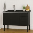 Ver imagem 2 de Armário de Cozinha 117cm Gabinete Aço 2 Portas e 3 Gavetas:Preto