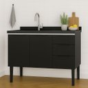 Ver imagem 2 de Armário de Cozinha 117cm Gabinete Aço 2 Portas e 3 Gavetas:preto