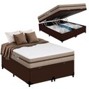 Ver imagem 1 de Cama Box Baú Casal Bipartido + Colchão Molas Ensacadas Bioclassic Pillow Top Marrom Royal Sleep