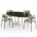 Ver imagem 3 de Mesa de Jantar Saarinen Oval 244x137 cm Tampo Mármore Verde Guatemala Base Laca Off White