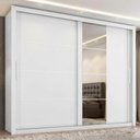 Ver imagem 2 de Guarda Roupa Casal 2 Portas de Correr com Espelho Imperio 272 cm Branco Absoluto Zanz