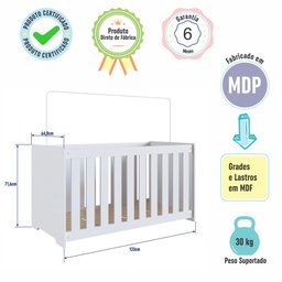 Berço Linha Aconchego 133cm Branco La001 Completa Móveis - 7