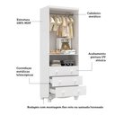 Ver imagem 4 de Guarda-Roupa Infantil 2 Portas e 3 Gavetas 100% MDF Mimo Espresso Móveis Branco Brilho