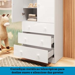 Guarda Roupa Infantil 2 Portas e 3 Gavetas 100% MDF Smim - 9