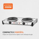 Ver imagem 2 de Fogão Elétrico Portátil Mondial Fast Cook Dual Inox 2000w 127v - Fe-03