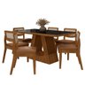 Mesa Santiago com 6 Cadeiras Sextavada Fre/pret/corino Caramelo - M.a Freijó/preto/corino Caramelo - 1