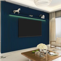 Painel para TV Ripado com LED Nobre 275 Azul - Gelius - 1