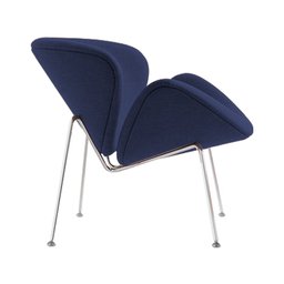 Poltrona Design Trevo Linho Azul Base Inox - 3