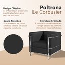 Ver imagem 3 de Poltrona Le Corbusier Couro Sintético Design Clássico Sala Escritório Recepção Moderna Casa - Preto