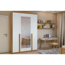 Ver imagem 1 de Guarda Roupa Solteiro 4 Portas e 2 Gavetas C/ Espelho Alonzo New Amêndoa/branco - Lopas